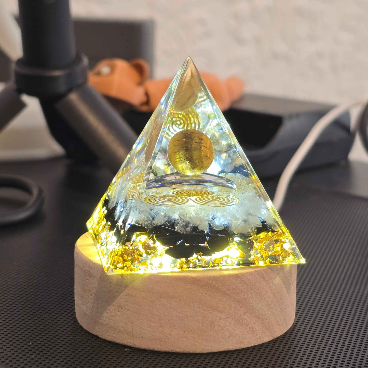 Energy Pyramid Orgonite - Clear Ball for Crystal Healing and Spiritual Gifts (#BC) - Gifts4YouAll