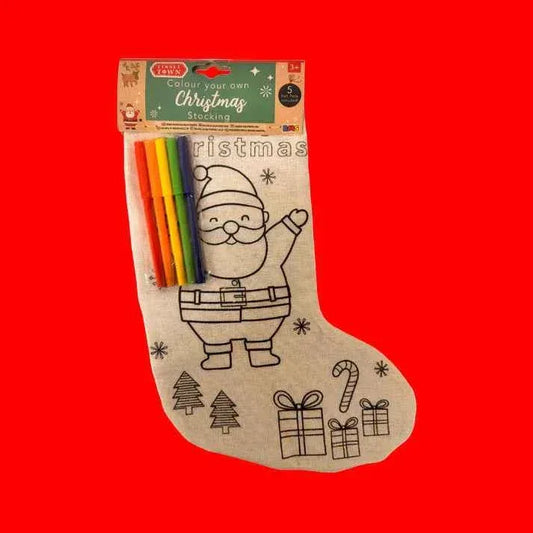 Custom Christmas Stocking with 4 Colouring Pens -