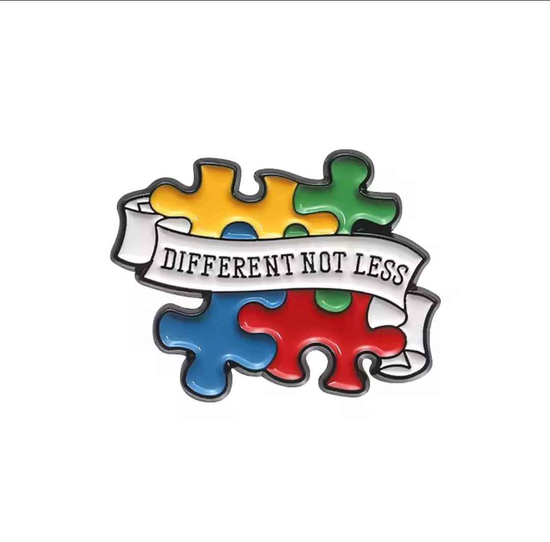 Autism Awareness Different Not Less Pin Badge - Gifts4YouAll