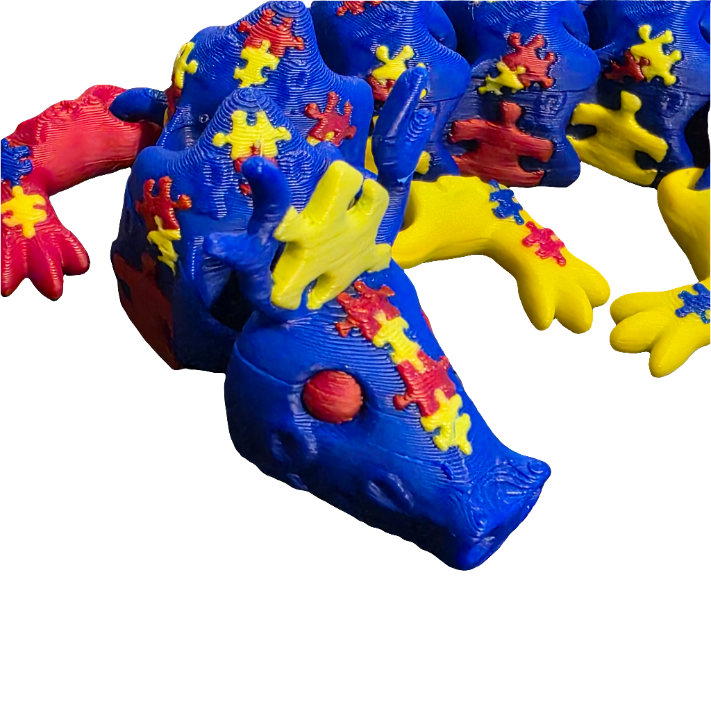 Autism Awareness Dragon 3D Printed - Support Charity and Make a Difference with Every Purchase - Gifts4YouAll