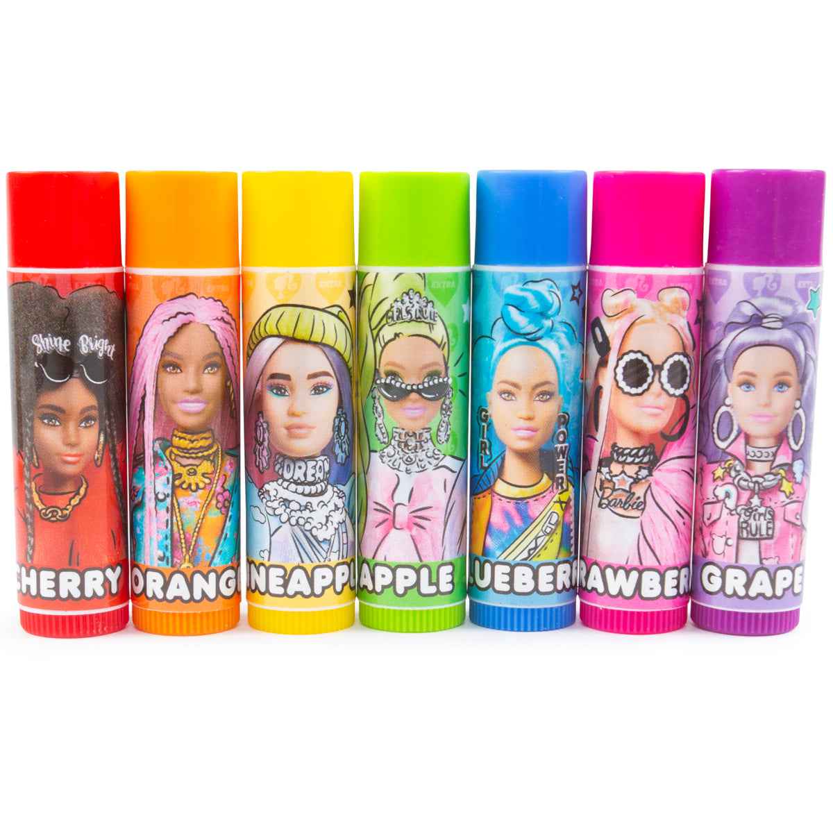 Barbie Extra Lip Balm Set - Set of 7 Fun Flavors for Vibrant Lips