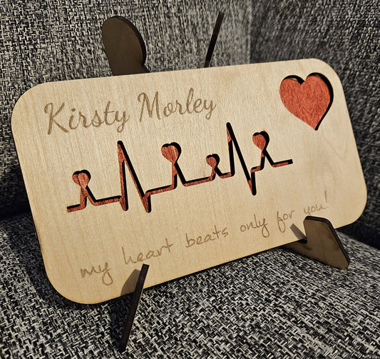 Personalized Heartbeat Plaque With FREE Easel Stand