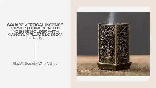 Square Vertical Incense Burner | Chinese Alloy Incense Holder with Xiangyun Plum Blossom Design - Incense Burner