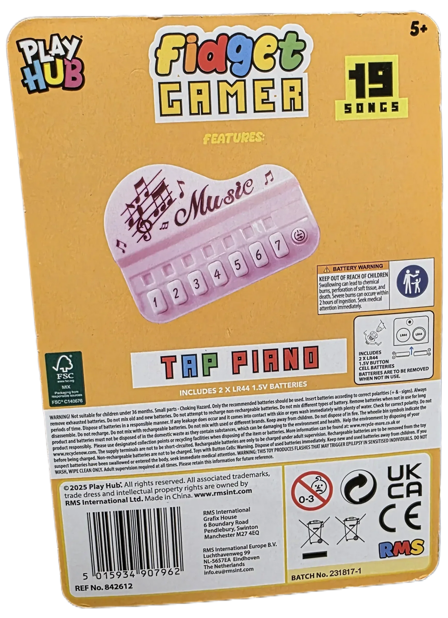 Tap Piano - Musical Fidget Toy with 19 Songs -