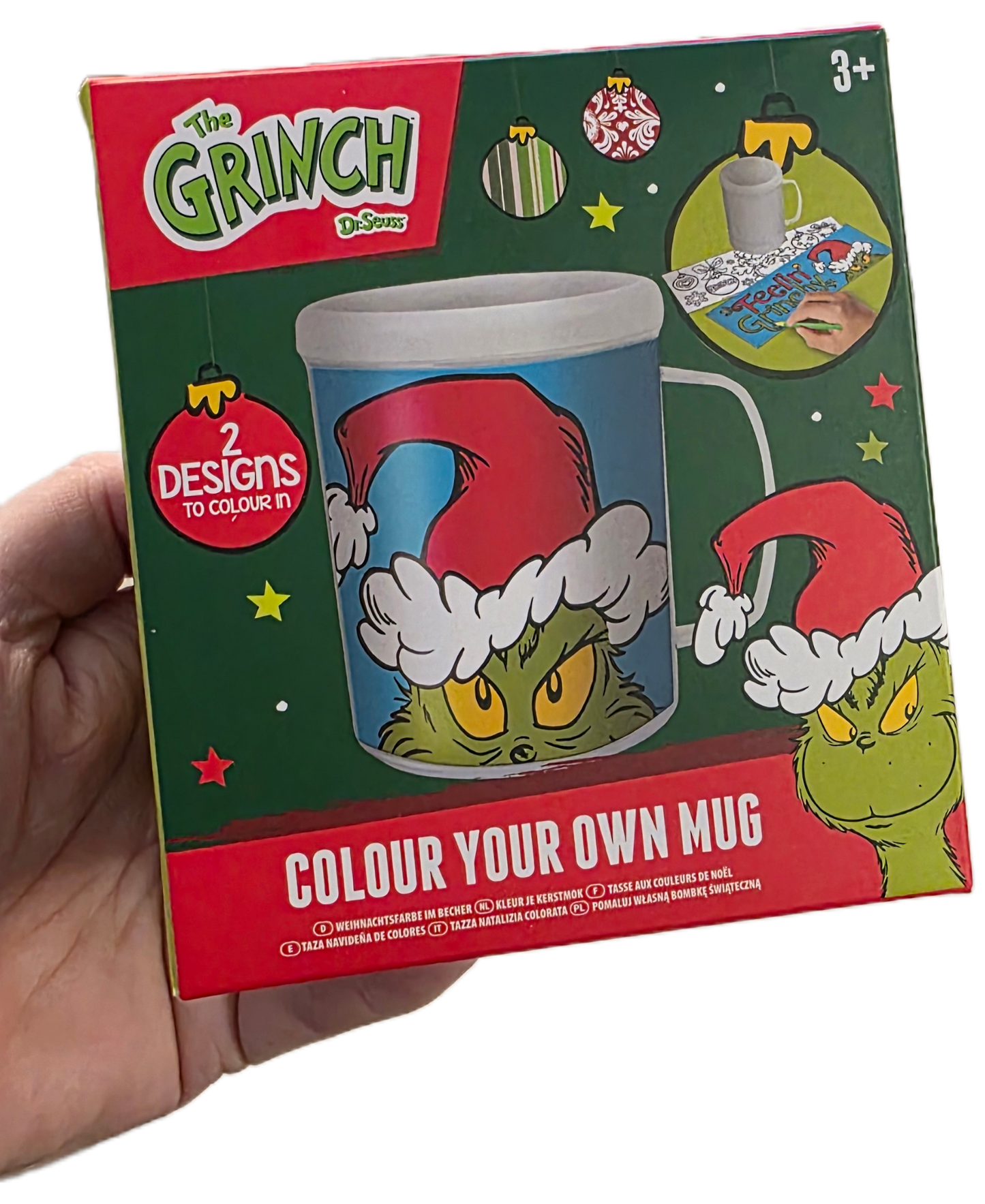 Grinch Colouring Mug with FREE Colouring Pencils - Perfect for Holiday Fun!