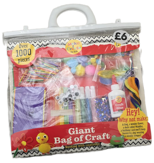 Giant Craft Supply Bag with 1,000+ Pieces for Projects -