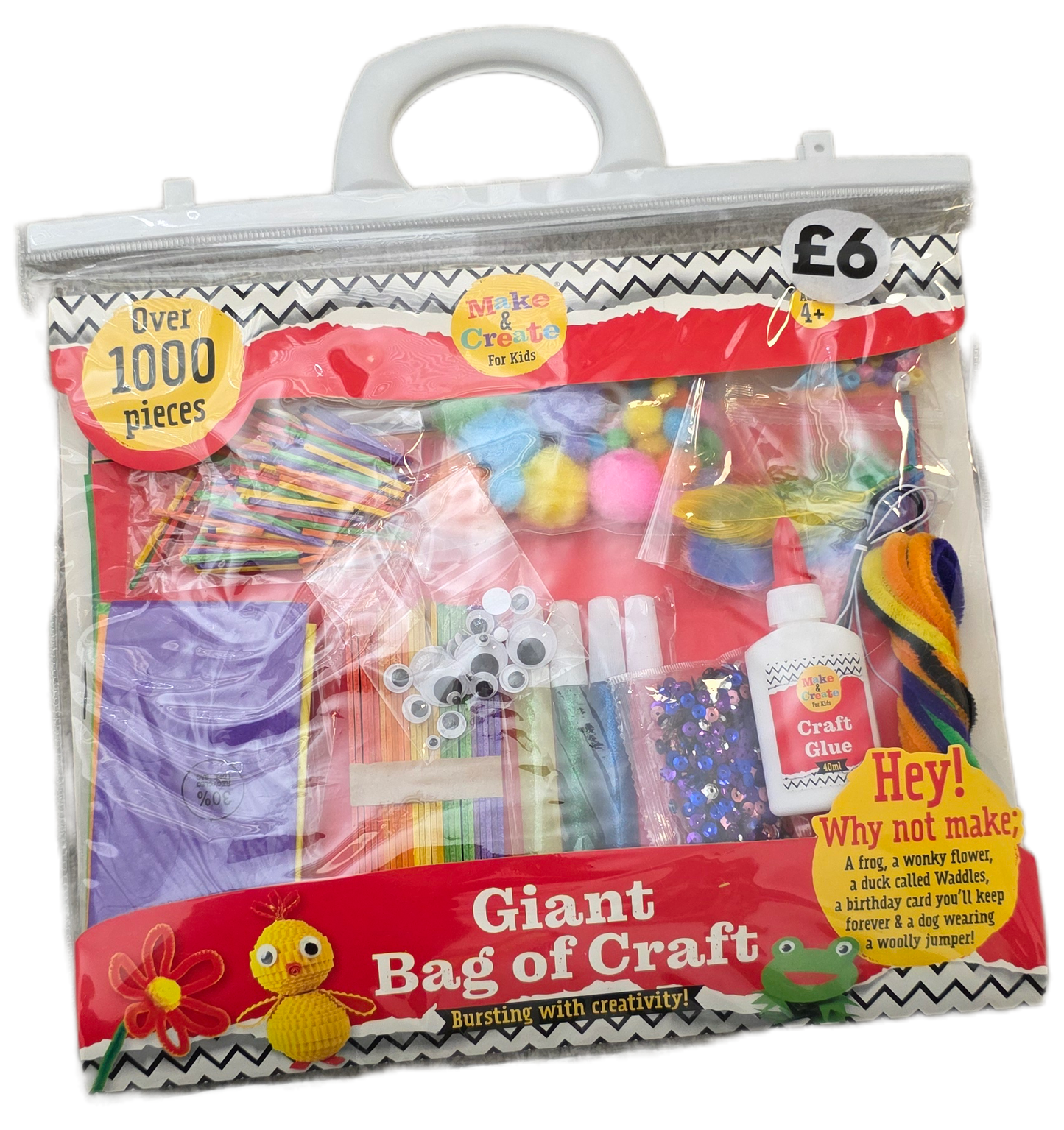 Giant Bag Craft Supply Bag with Over 1,000 Pieces for Creative Projects