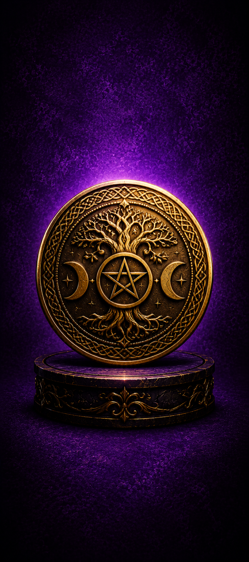 A dramatic flat lay of collectible coins featuring gothic, legends, love, and fantasy themes, displayed on dark velvet with gold and silver metallic finishes.