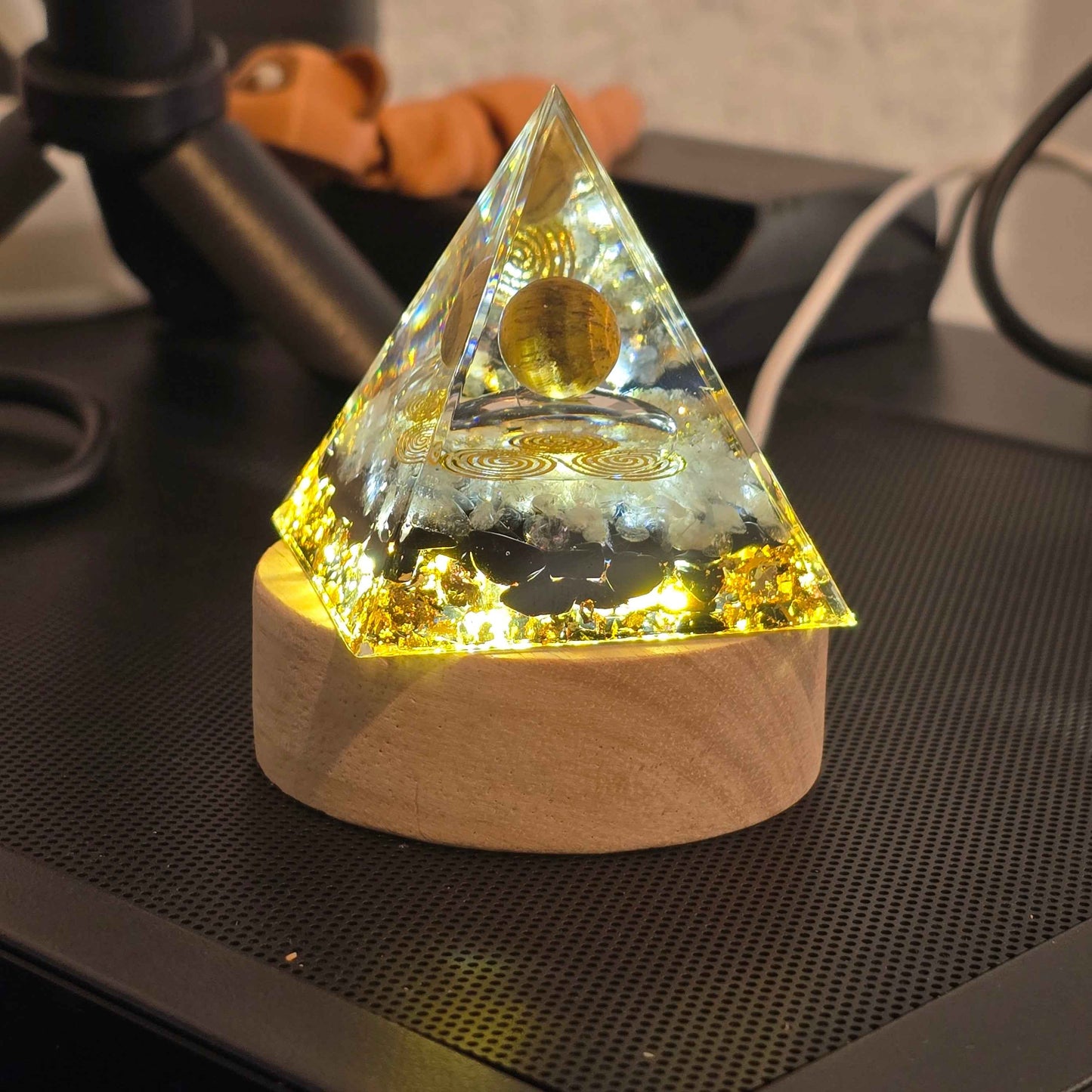Energy Pyramid Orgonite - Clear Ball for Crystal Healing and Spiritual Gifts (#BC) - Gifts4YouAll