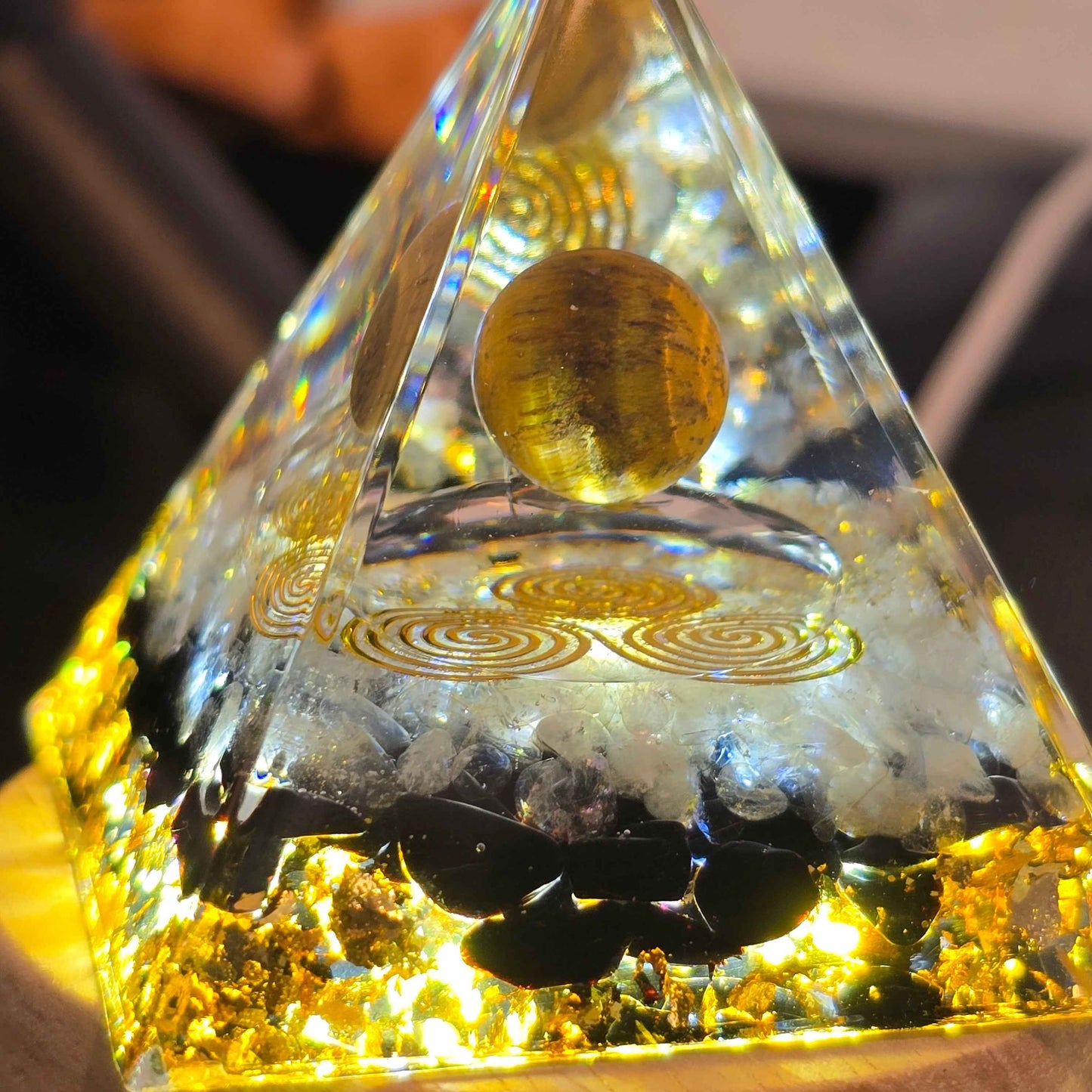 Energy Pyramid Orgonite - Clear Ball for Crystal Healing and Spiritual Gifts (#BC) - Gifts4YouAll