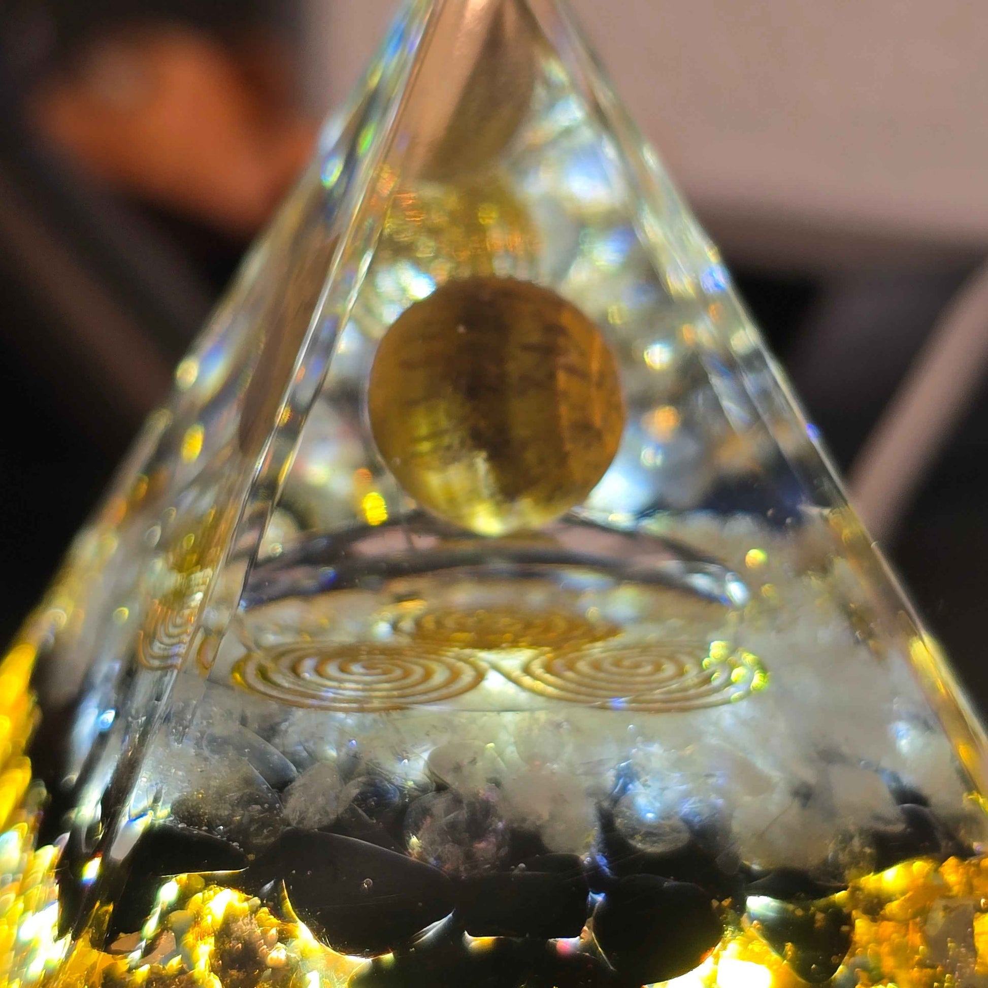 Energy Pyramid Orgonite - Clear Ball for Crystal Healing and Spiritual Gifts (#BC) - Gifts4YouAll