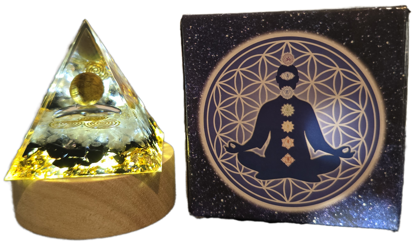 Energy Pyramid Orgonite - Clear Ball for Crystal Healing and Spiritual Gifts (#BC) - Gifts4YouAll