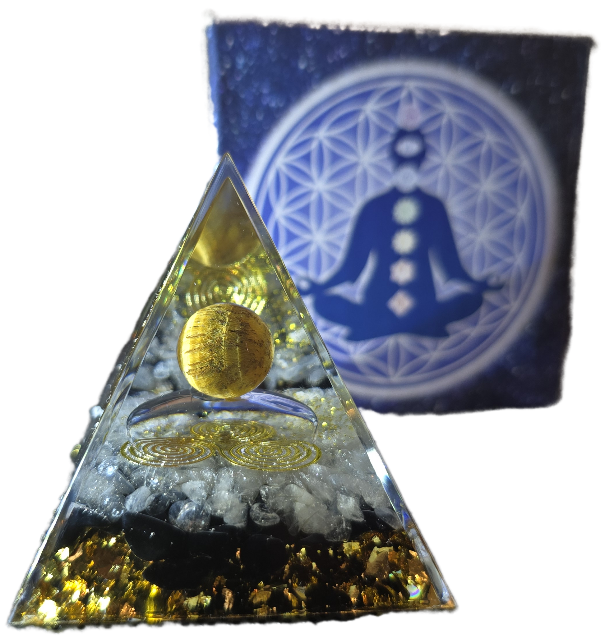 Energy Pyramid Orgonite - Clear Ball for Crystal Healing and Spiritual Gifts (#BC) - Gifts4YouAll