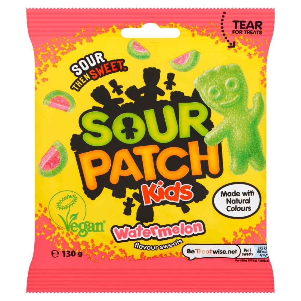 Sour Patch Kids Watermelon Sweets Bag 130g - Irresistibly Sour and Sweet!