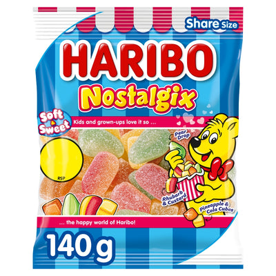 Haribo Nostalgix Sugar Coated Fruit & Cola Flavour Jelly Sweets 140g - Gifts4YouAll