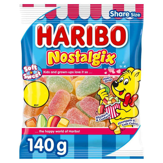 Haribo Nostalgix Sugar Coated Fruit & Cola Flavour Jelly Sweets 140g