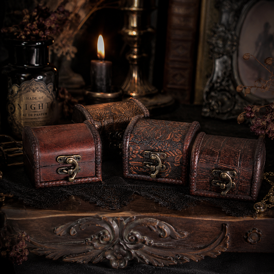 Mini Wooden Treasure Chest Trinket Boxes - Set of 4