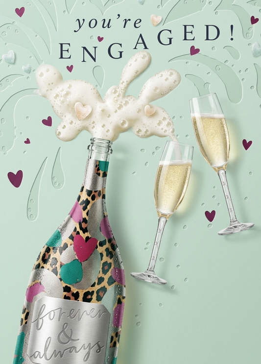 You're EnGAGEd! – Champagne Engagement Congratulations Card