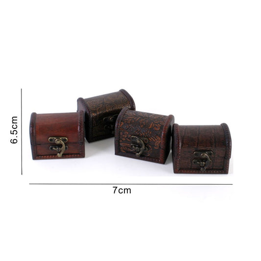 Mini Wooden Treasure Chest Trinket Boxes - Set of 4