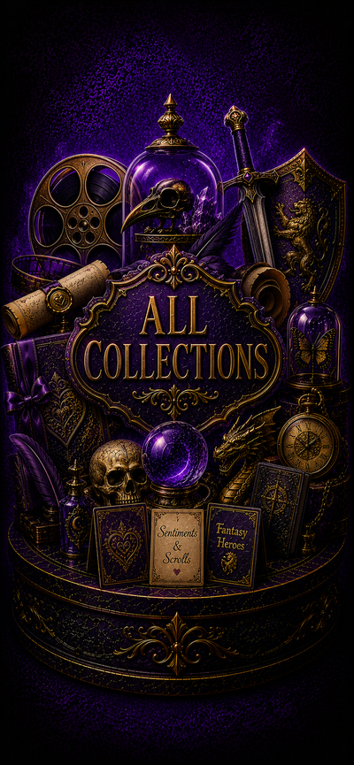 Vintage-style collection of items with 'All Collections' text on a dark background