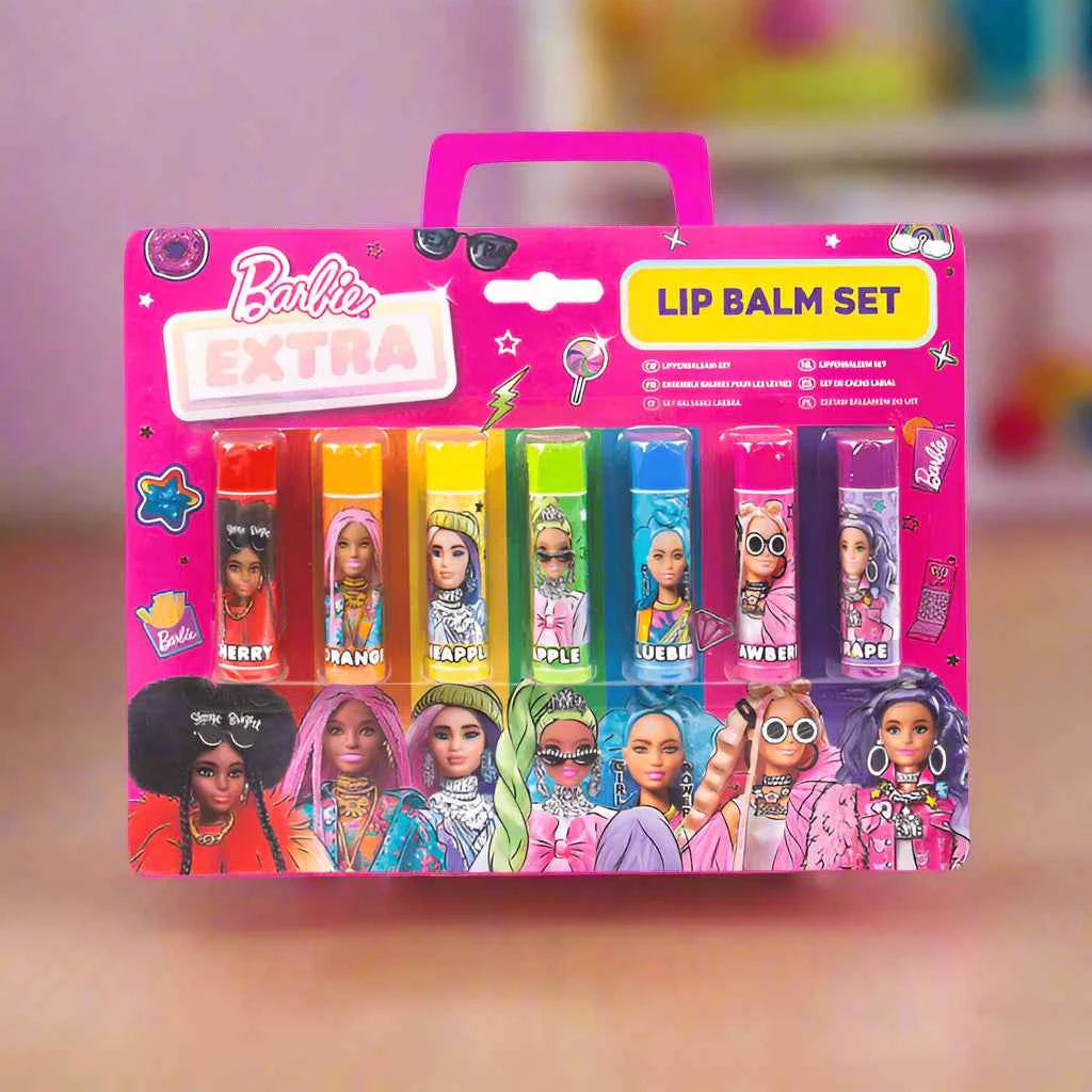 Barbie Extra Lip Balm Set - Set of 7 Fun Flavors for Vibrant Lips