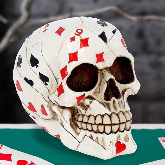 Dead Man's Hand Skull Ornament 15CM - Unique Playing Card Decor