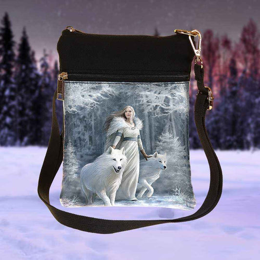 Small Gothic Wolf Shoulder Bag by Anne Stokes - Winter Guardians Fantasy Design