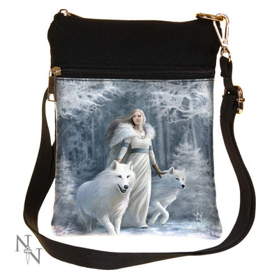 Small Gothic Wolf Shoulder Bag by Anne Stokes - Winter Guardians Fantasy Design - Gifts4YouAll