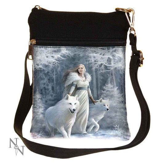 Small Gothic Wolf Shoulder Bag by Anne Stokes - Winter Guardians Fantasy Design