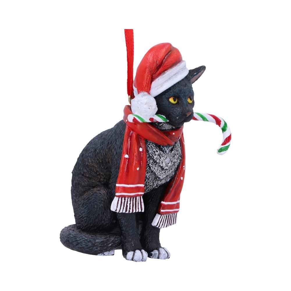 Lisa Parker Candy Cane Cat Hanging Ornament 9cm