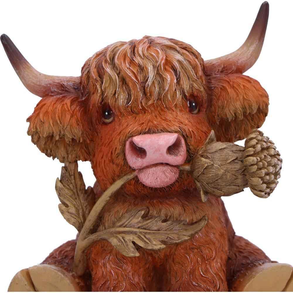 Highland Cow Thistle Figurine - Handcrafted Decor - Home Decor