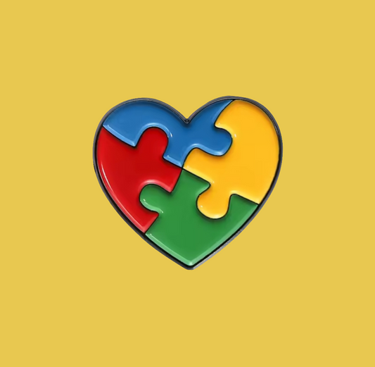 Autism Awareness Puzzle Heart Pin Badge - Gifts4YouAll