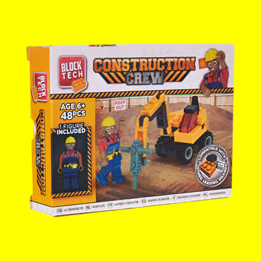 48 Piece Construction Crew Building Block Brick Kit - Educational Fun with Block Tech - Gifts4YouAll