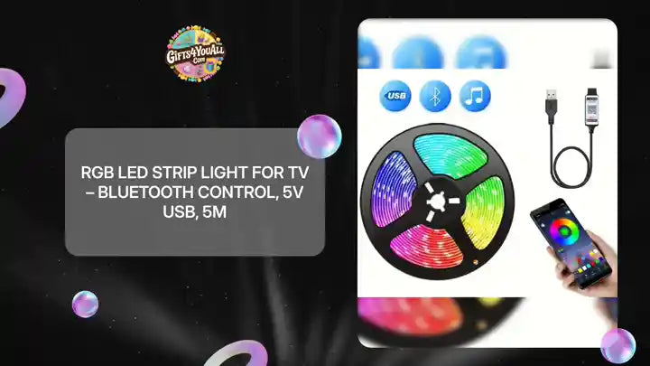 RGB LED Strip Light for TV &ndash; Bluetooth Control, 5V USB, 5M by@Outfy