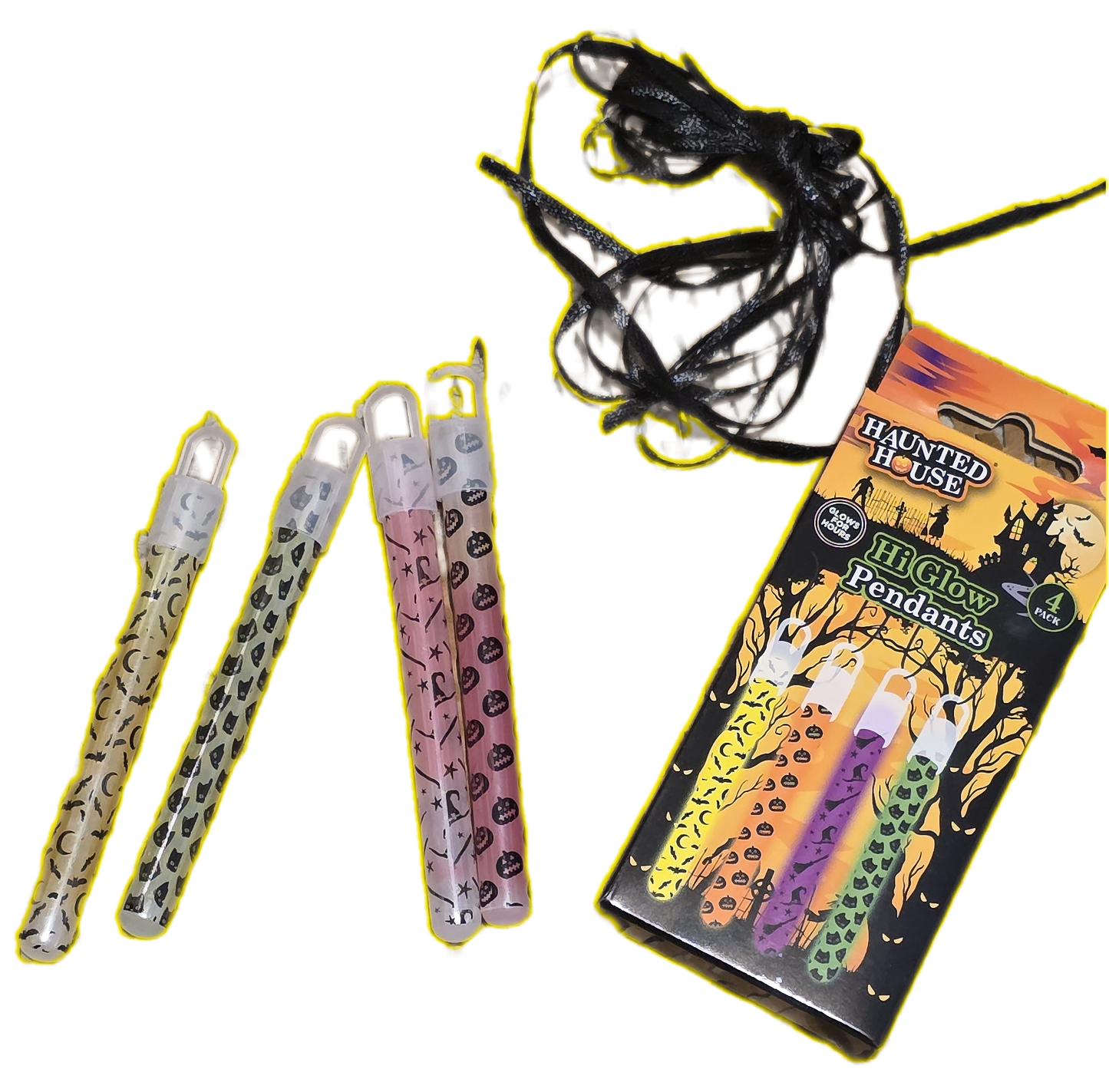 Hi Glow Halloween Pendants 4 Pack - Captivating Halloween Glow Pendants for Spooktacular Celebrations