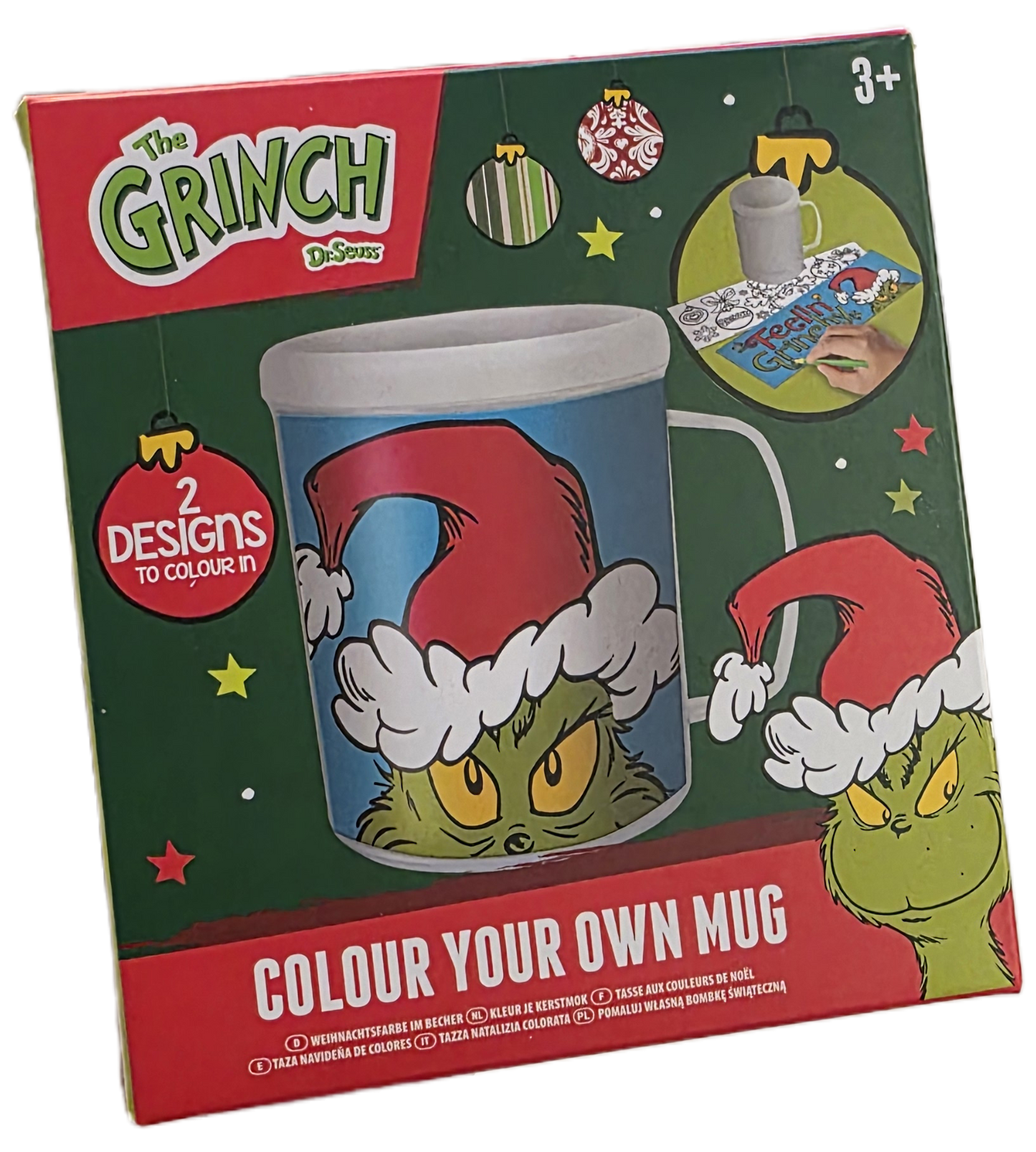 Grinch Colouring Mug with FREE Colouring Pencils - Perfect for Holiday Fun!