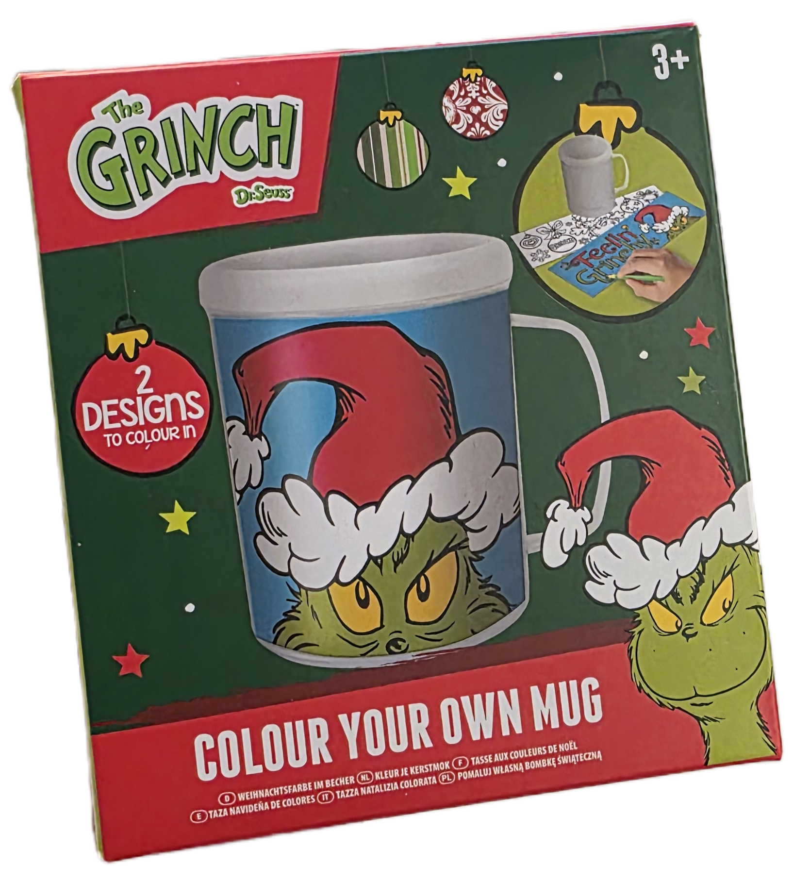 Grinch Colouring Mug with FREE Colouring Pencils - Perfect for Holiday Fun!