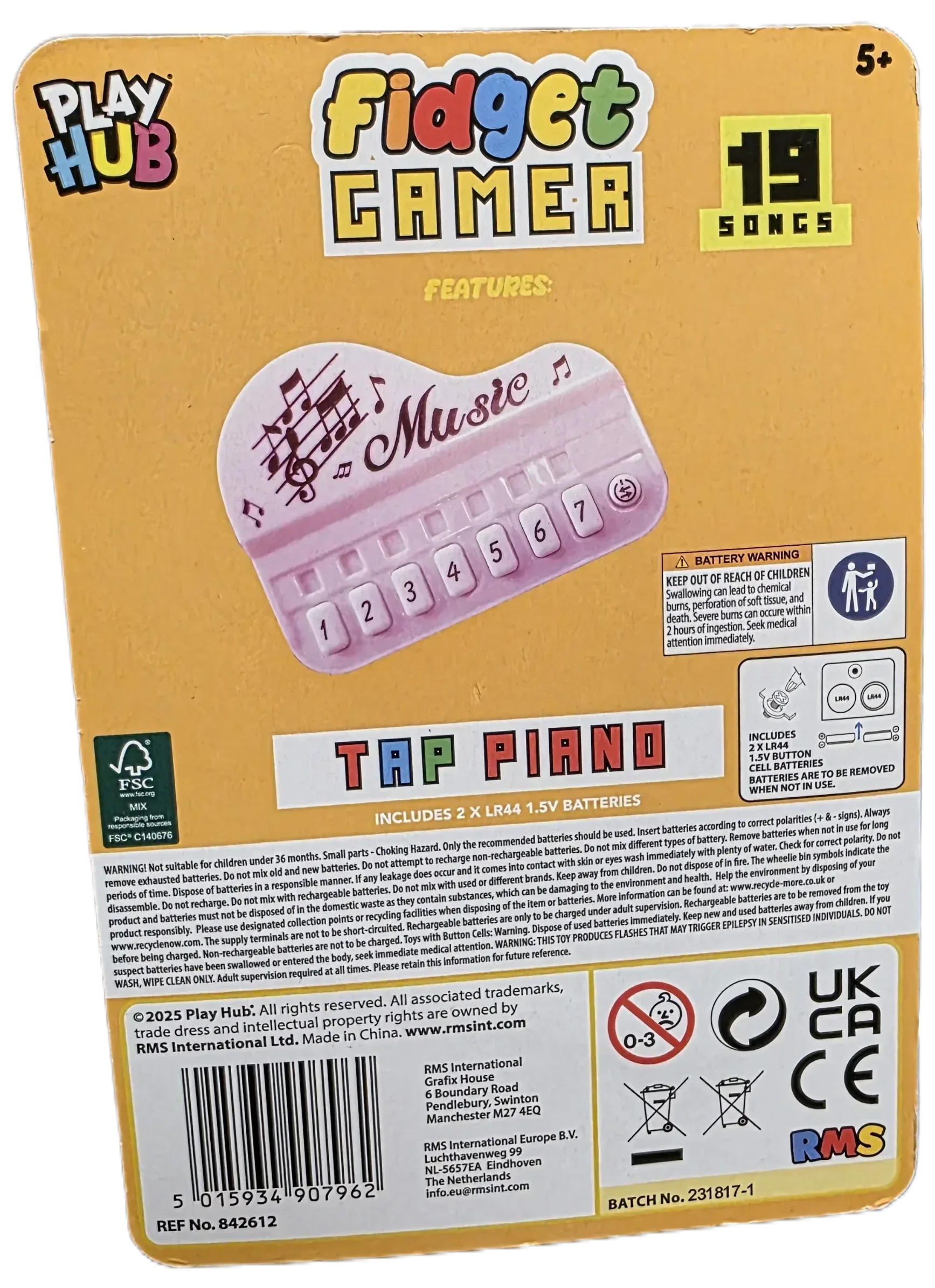 Tap Piano - Musical Fidget Toy with 19 Songs - 