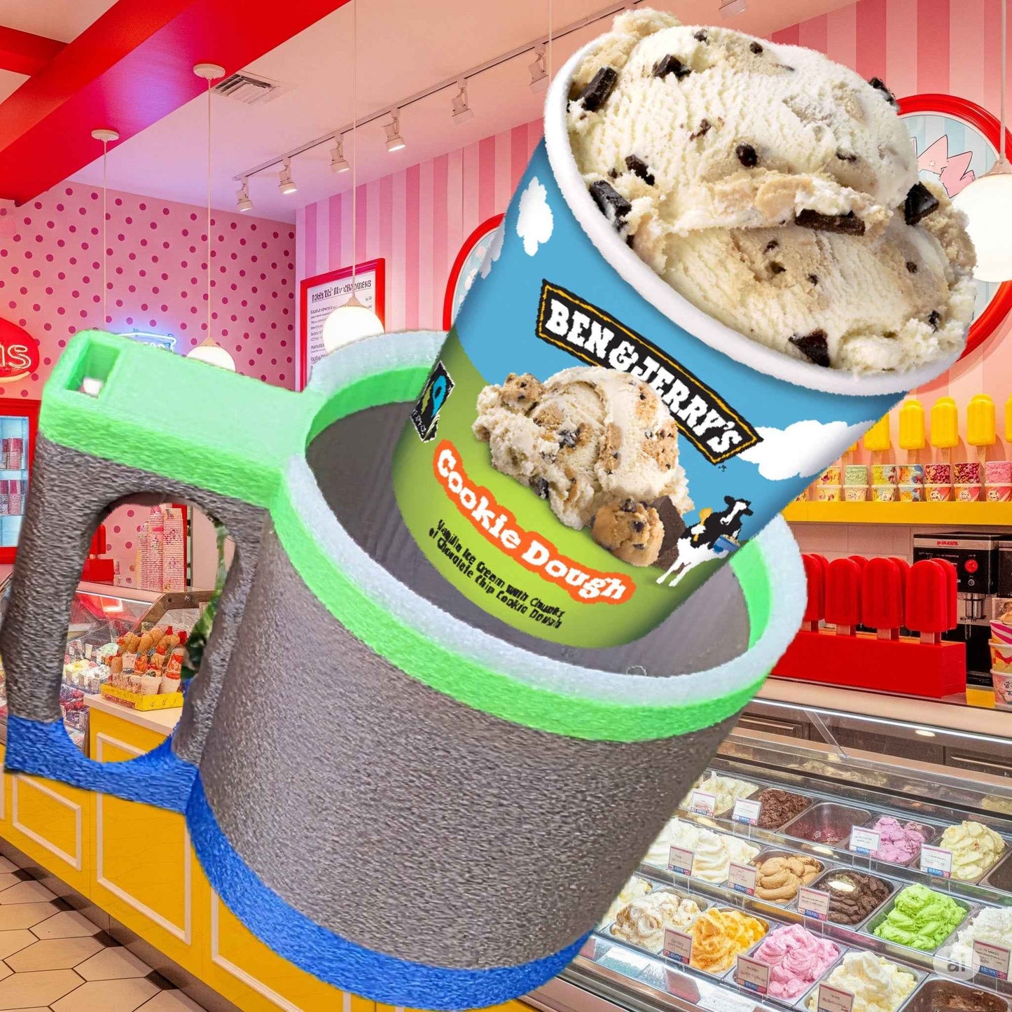 Ice Cream Cup Holder with Spoon Holder - 3D Printed Convenience