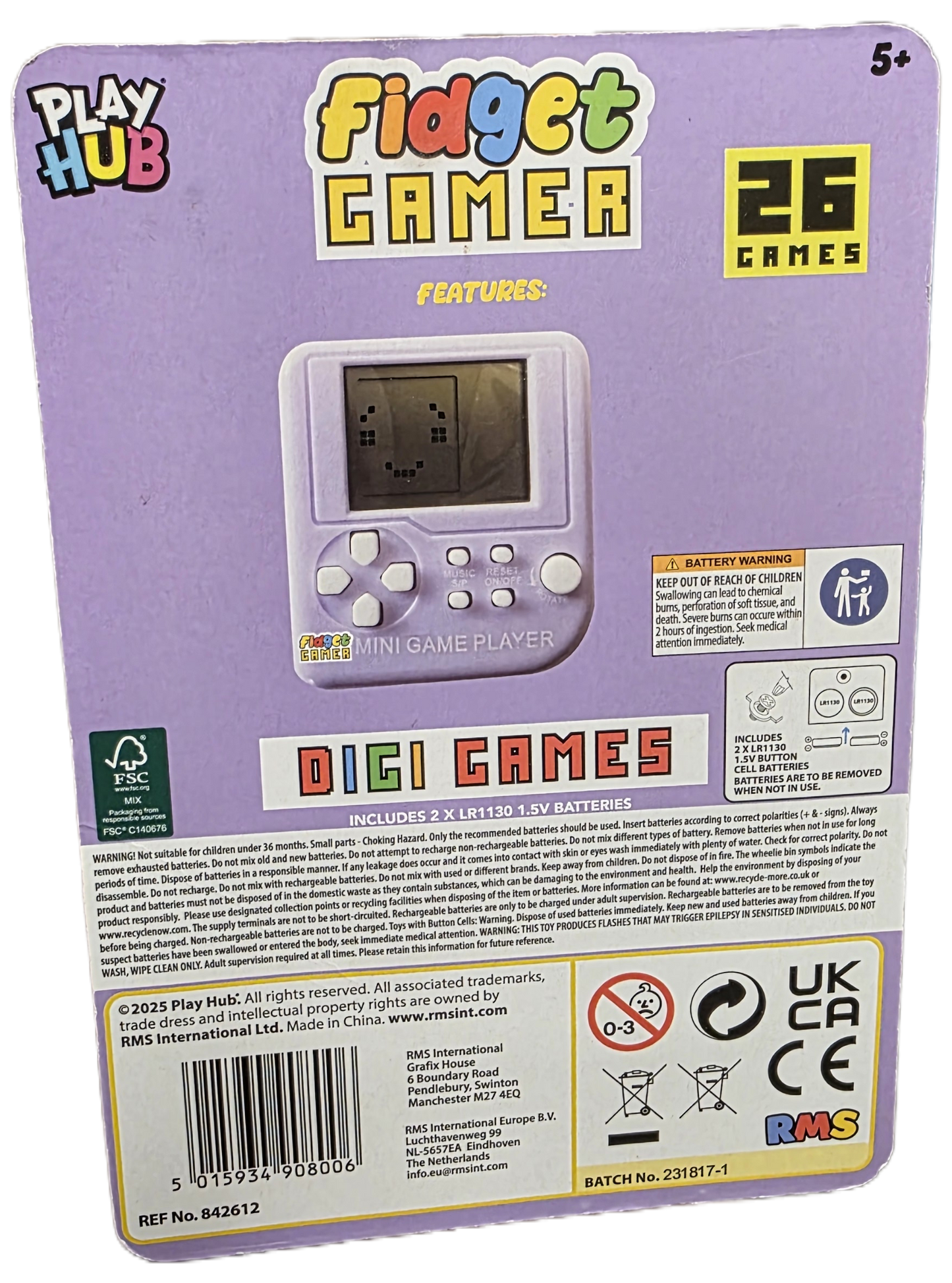 Digi Games Fidget Gaming Console - LED Display with 26 Engaging Games