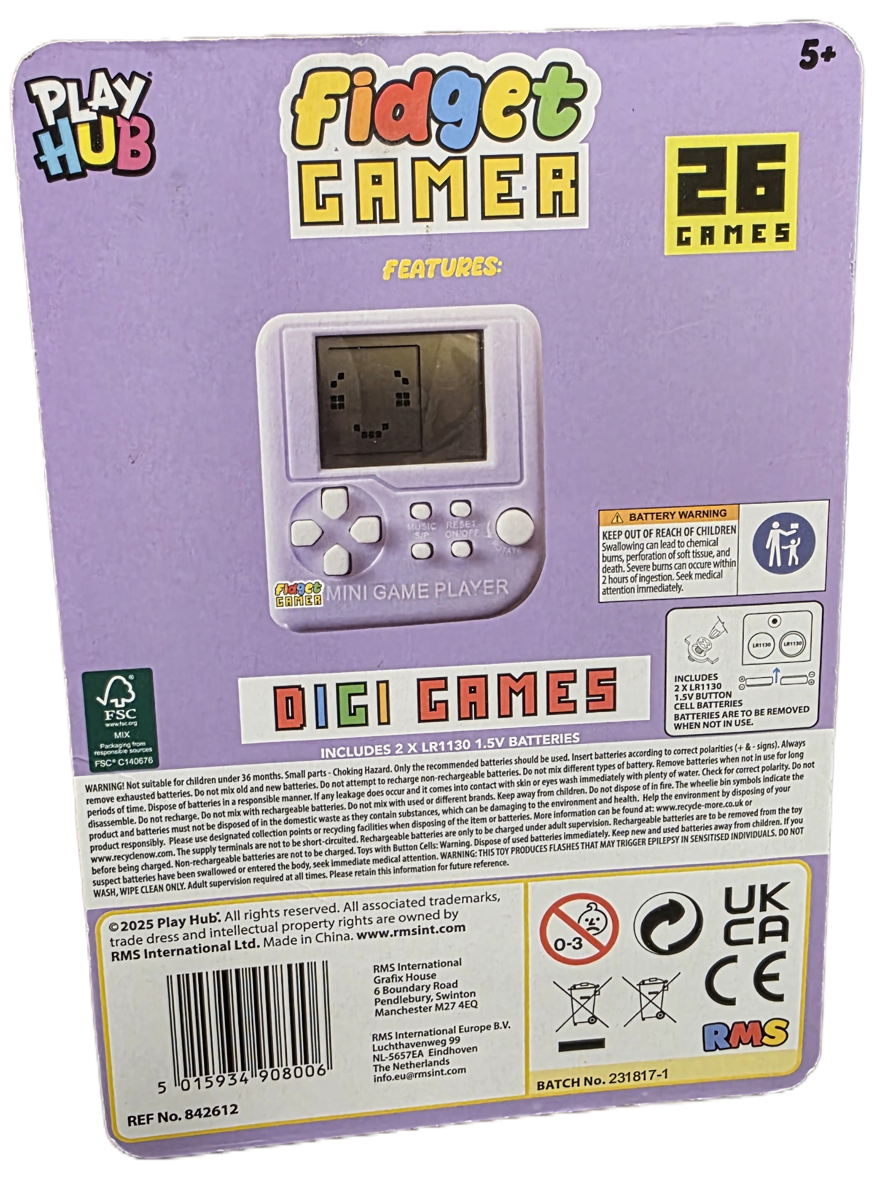 Digi Games Fidget Gaming Console - LED Display with 26 Engaging Games