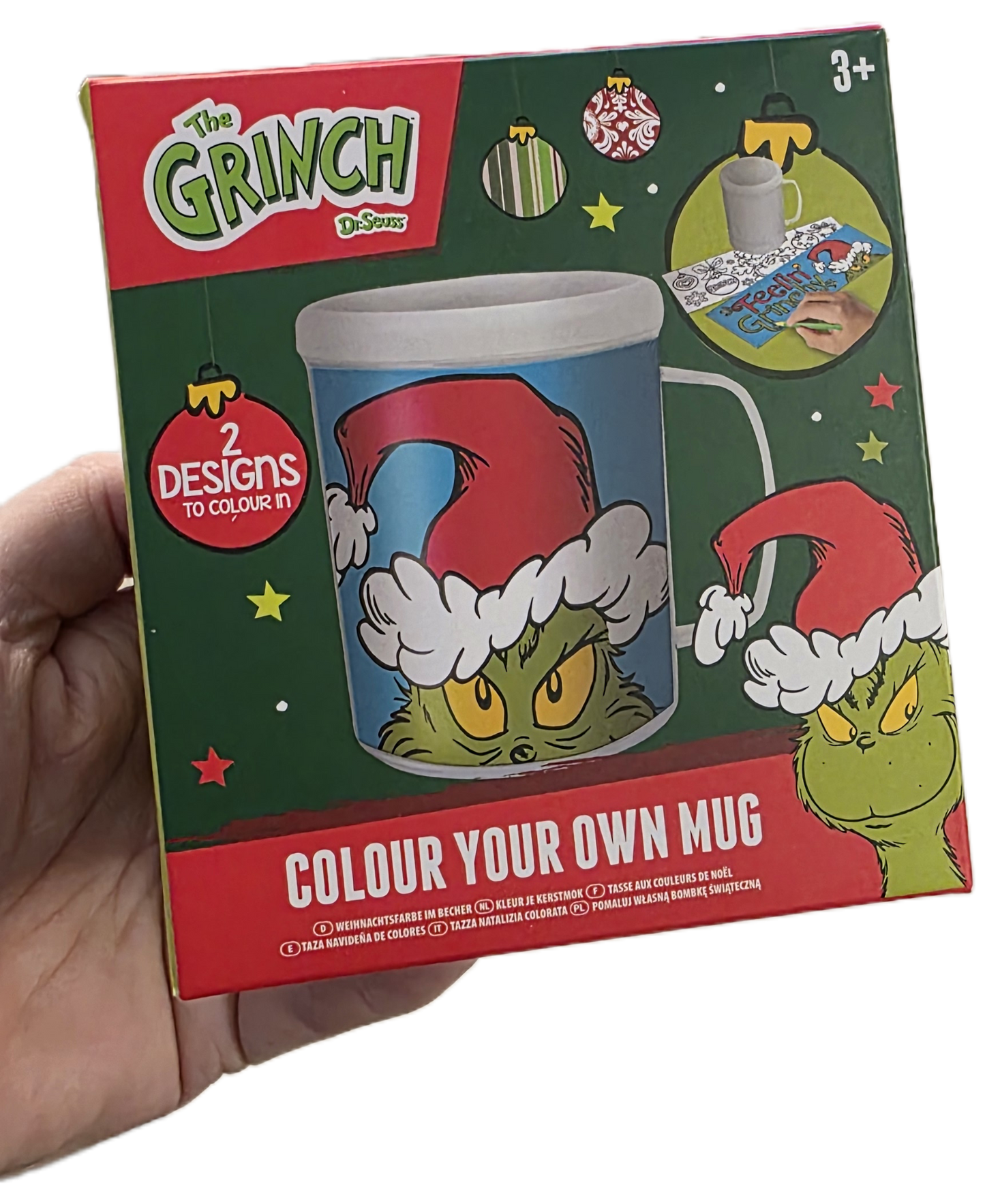 Grinch Colouring Mug with FREE Colouring Pencils - Perfect for Holiday Fun!