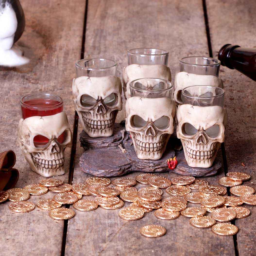 Six Shooter Skulls Set of 6 - 10cm Decorative Collectibles - damage - Last One Available NO RETURNS