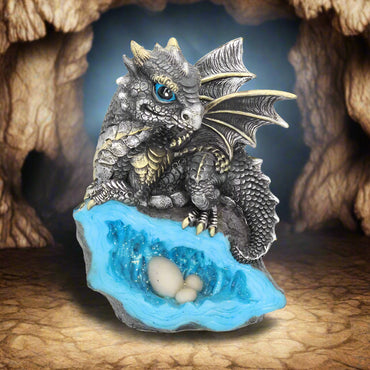 Blue Nest Guardian Dragon Figurine 13cm