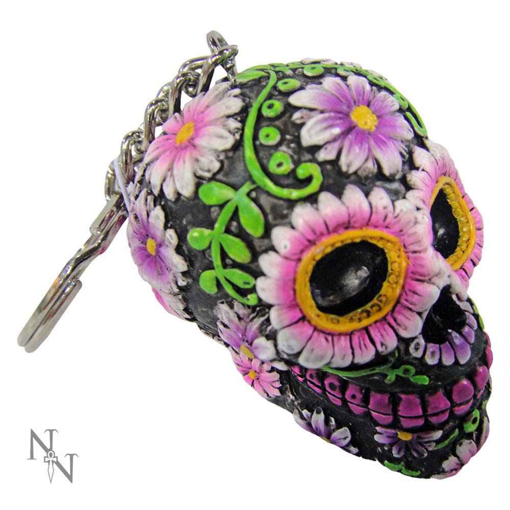 Sugar Petal Day of the Dead Skull Keyrings 6cm - Unique Decor for Celebrating Life