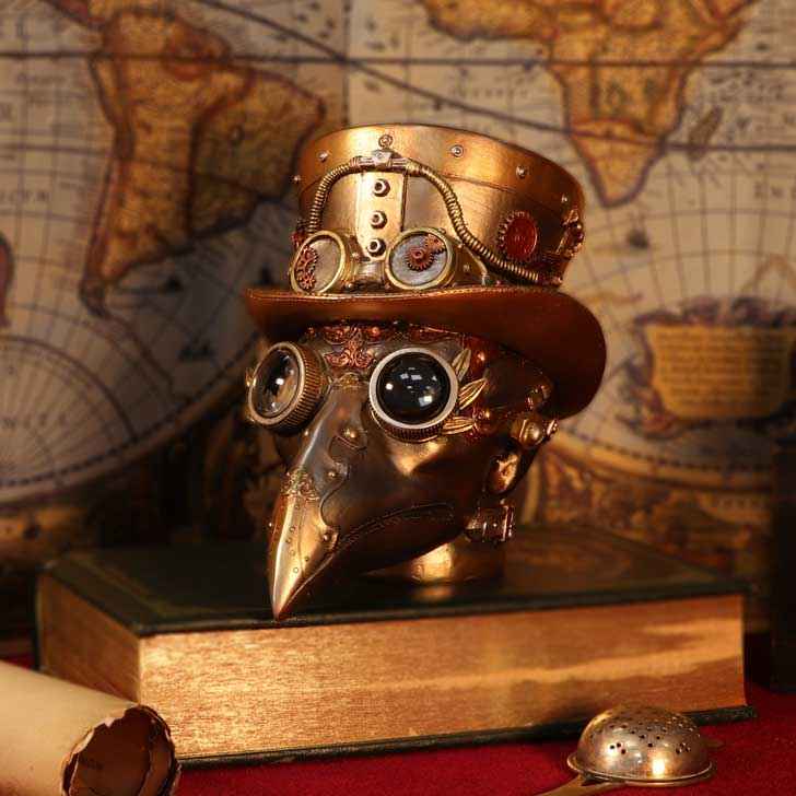 Steampunk Beaky Automaton Apothecary Plague Doctor Bust Figurine 20.5cm