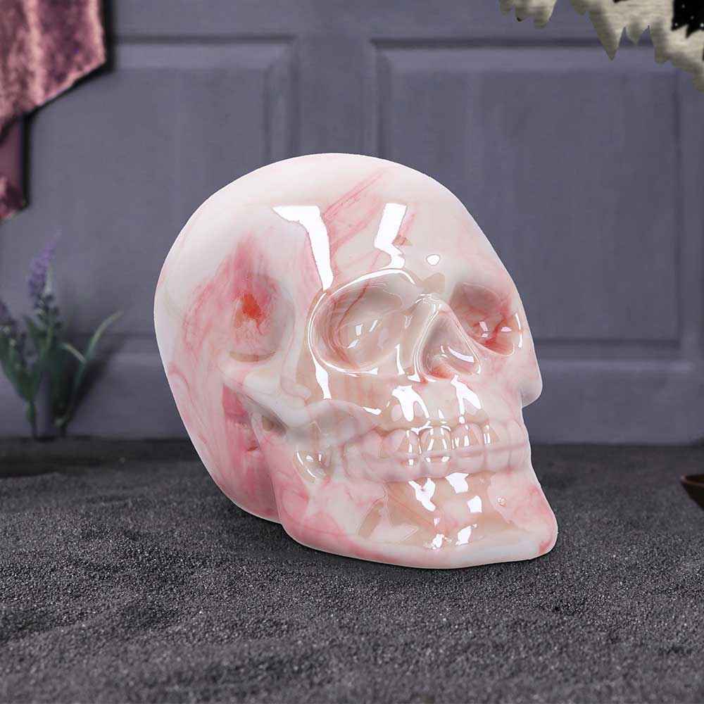Marbellum Pink Marble Skull Small 7cm - Unique Pink Marble Skull Decor