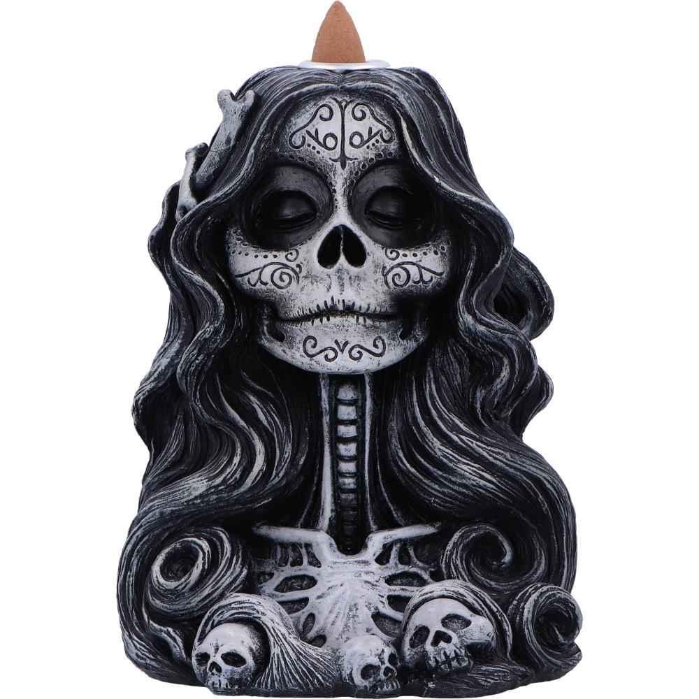 Calavera's Offering Gothic Day of the Dead Incense Burner for Serene Backflow Aromatherapy